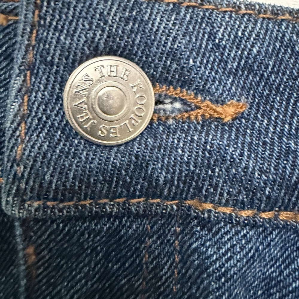 The Kooples Paris Patchwork Denim Mini Skirt Frayed Edge Size 2 - Picture 4 of 7